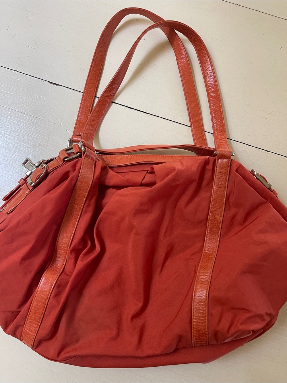 Hobo International orange Women's Tote with Leather Accents